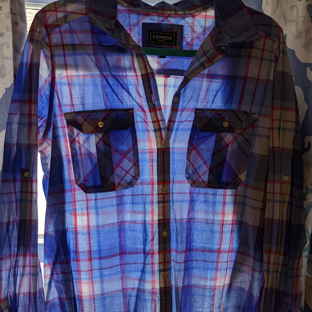 Express light weight plaid shirt